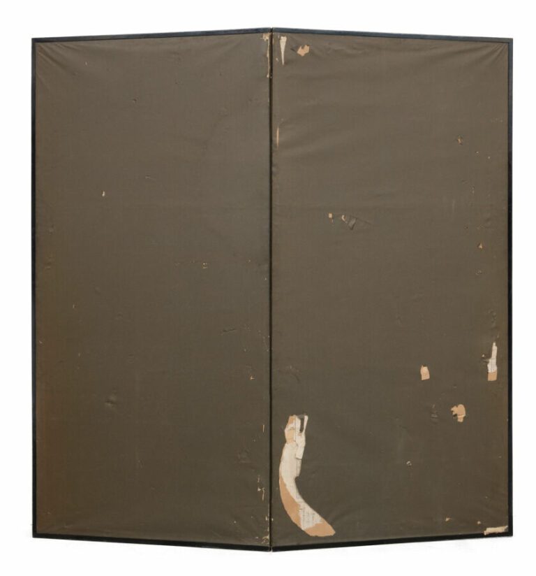 Grand byôbu (diviseur de pièce) à deux panneaux avec une peinture polychrome su…