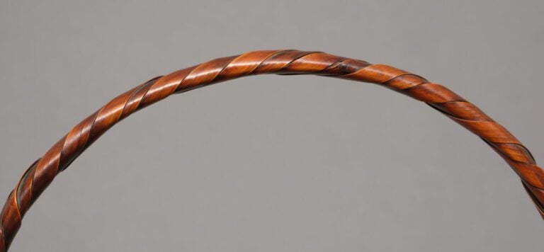 Panier Ikebana (hanakago) en bambou tressé globulaire avec une poignée en boucl…