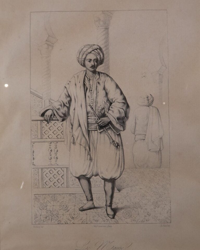 Lot de deux gravures encadrées - Le Biskril et le Maure - Dim (à vue) : 28 x 22…