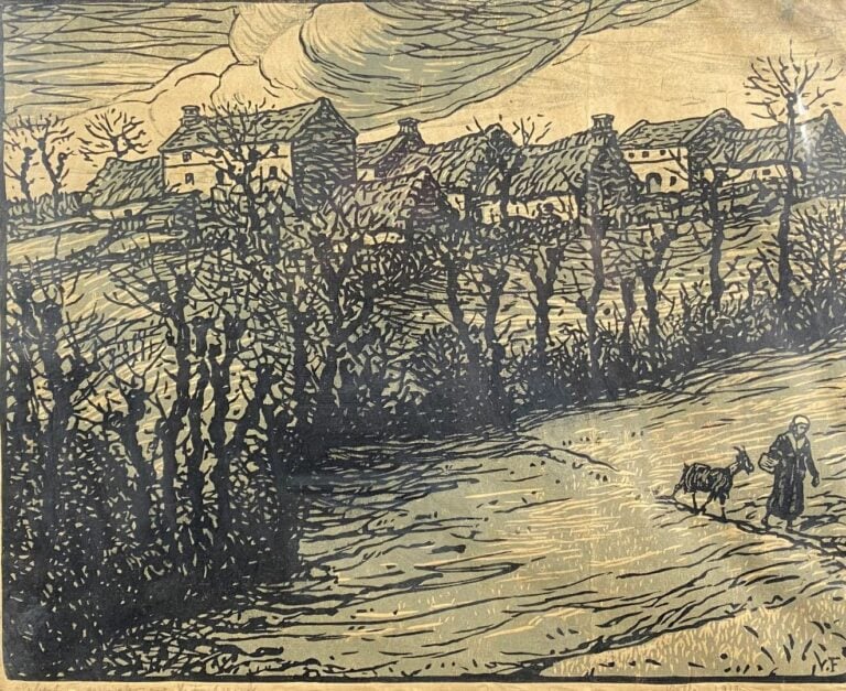 VIALLAR (XXe siècle) - Bergère à la chèvre - Estampe - Signée en bas à droite -…