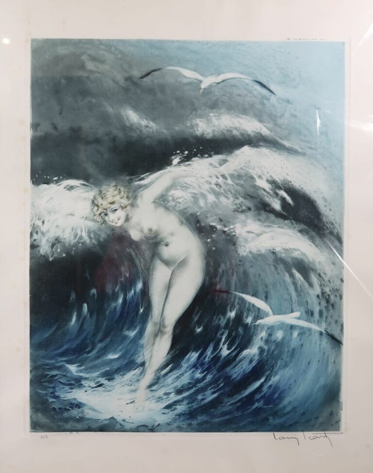D'après Louis ICART (1888-1950) - La jeune fille et la vague - Lithographie - 4…