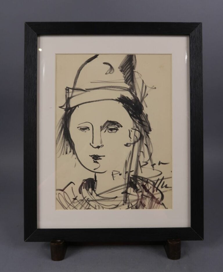 Jean Marie GOUTTIN (1922-1987) - Portrait de clown - Feutre sur papier - Signé…