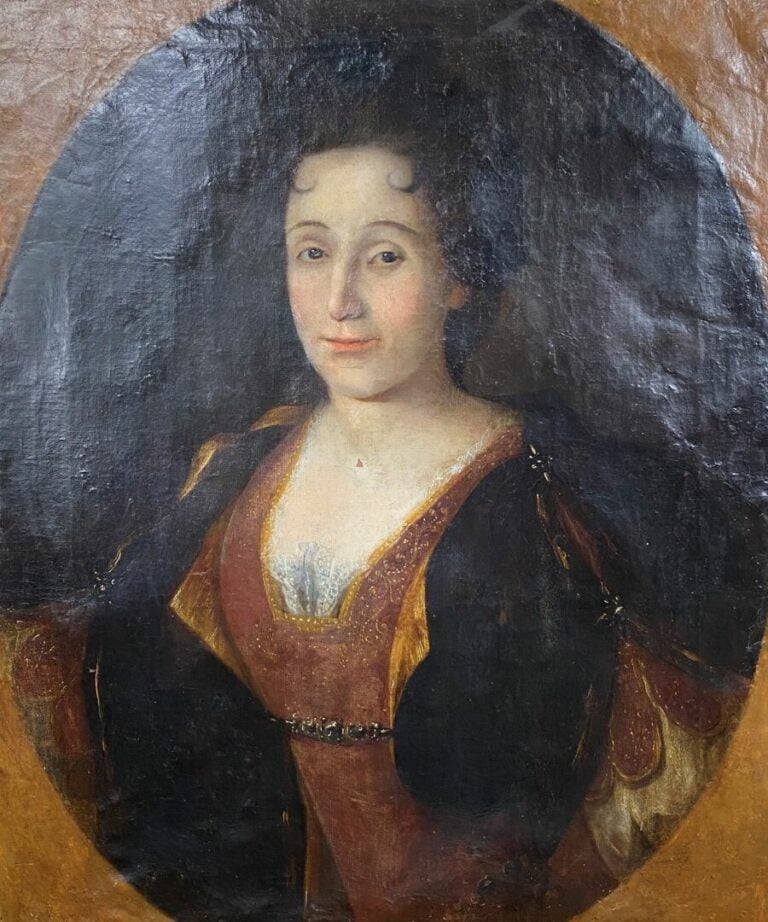 Ecole française du début du XVIIIe siècle - Portrait de dame de cour - Huile su…