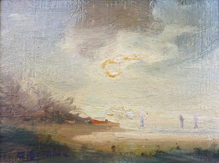 Ecole de la fin du XIXe siècle - Paysage - Huile sur panneau - Signé en bas à g…