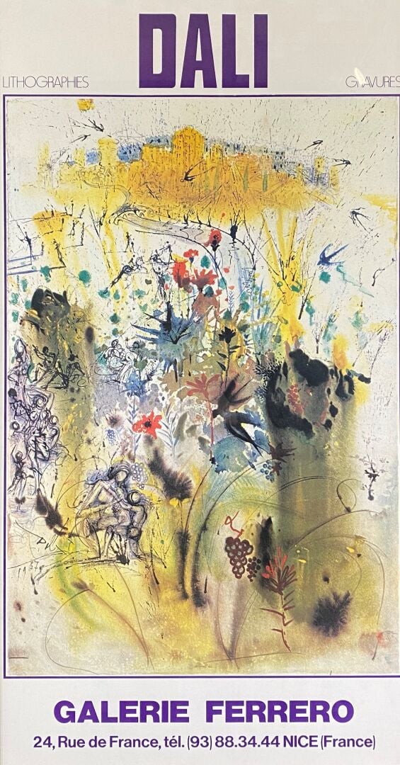 Deux affiches de la galerie Ferrero, DALI - Dim (à vue) : 69 x 38 cm - - PAS D'…