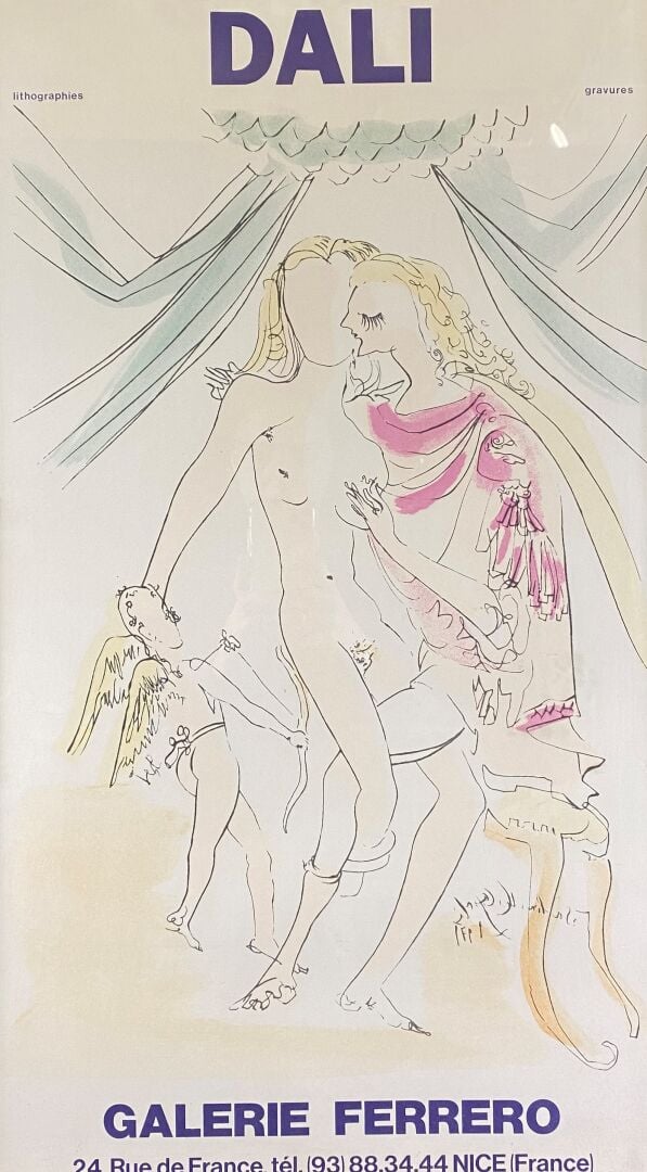 Deux affiches de la galerie Ferrero, DALI - Dim (à vue) : 69 x 38 cm - - PAS D'…