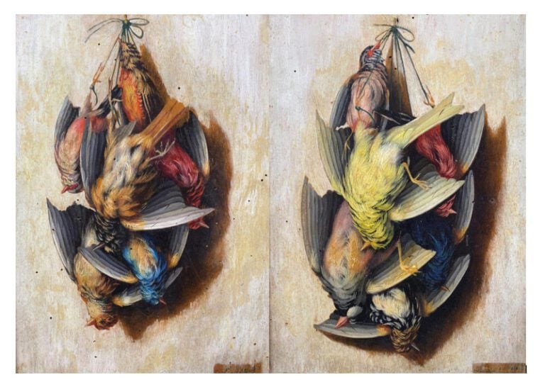 Aurélie Léontine MALBET (XIXe-XXe siècle) - Nature morte aux perdrix - Deux hui…