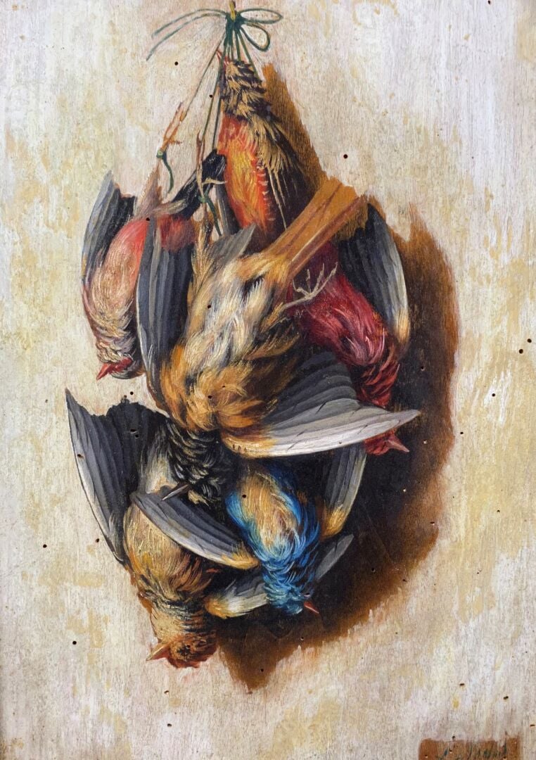 Aurélie Léontine MALBET (XIXe-XXe siècle) - Nature morte aux perdrix - Deux hui…