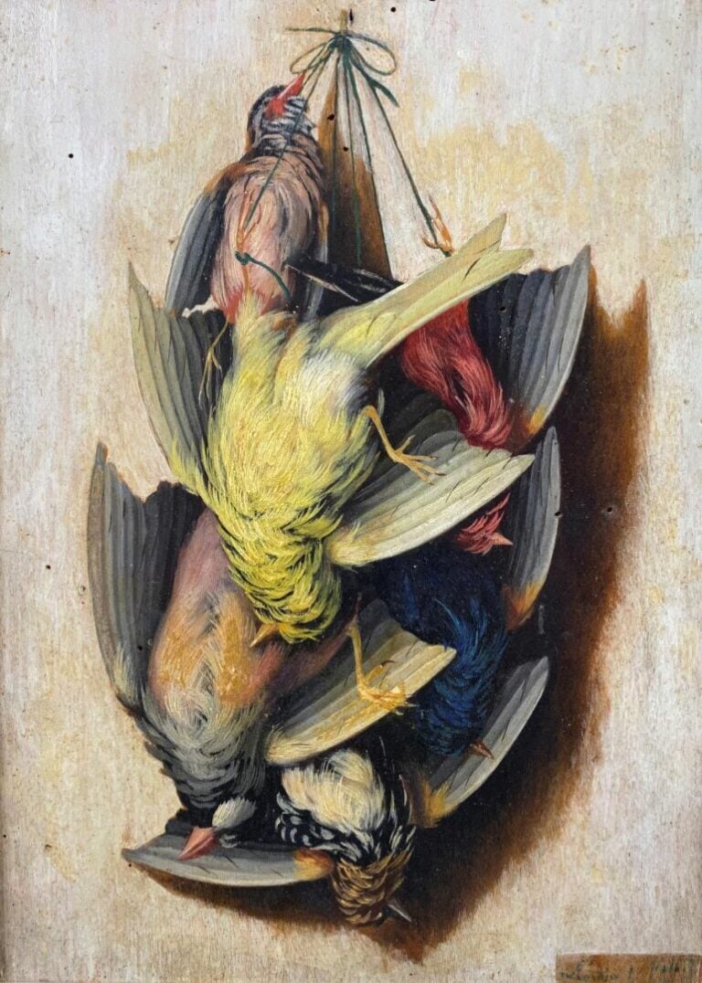 Aurélie Léontine MALBET (XIXe-XXe siècle) - Nature morte aux perdrix - Deux hui…