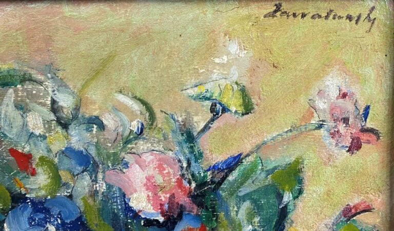 Czeslaw ZAWADZINSKI (1878-1936) - Bouquet de fleurs - Huile sur panneau de bois…