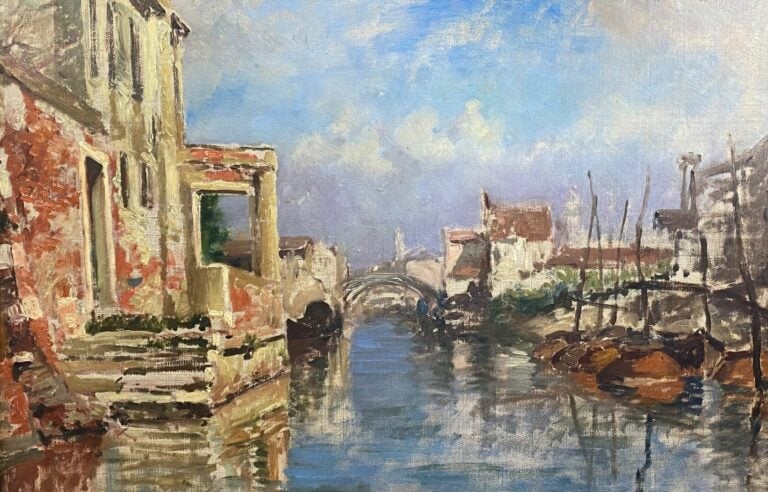 Ecole de la fin du XIXe-début XXe siècle - Vue de Martigues - Huile sur toile -…