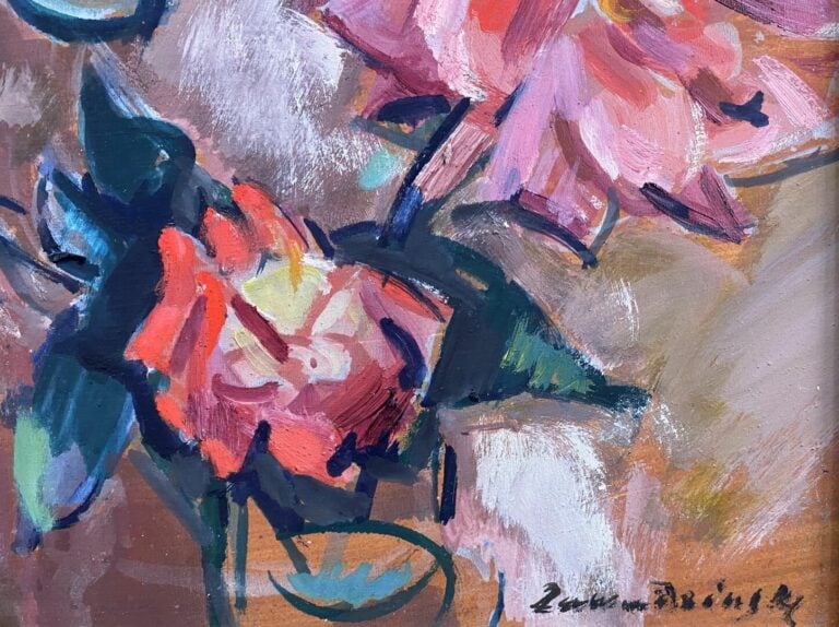 Czeslaw ZAWADZINSKI (1878-1936) - Fleurs - Huile sur carton, signé en bas à dro…
