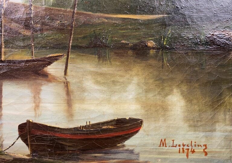 M. LEVELING ? - Paysage au pont - Huile sur toile - Signée en bas à droite et d…