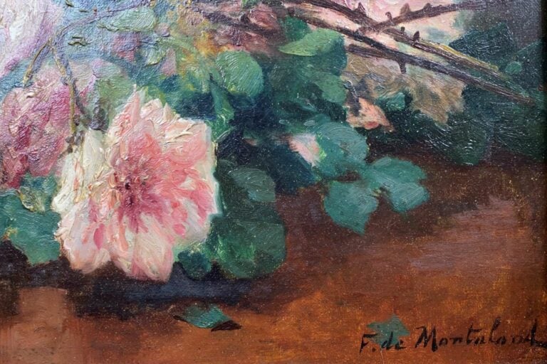 F. de MONTALA...? (XXe siècle) - Nature morte sur un entablement - Huile sur to…