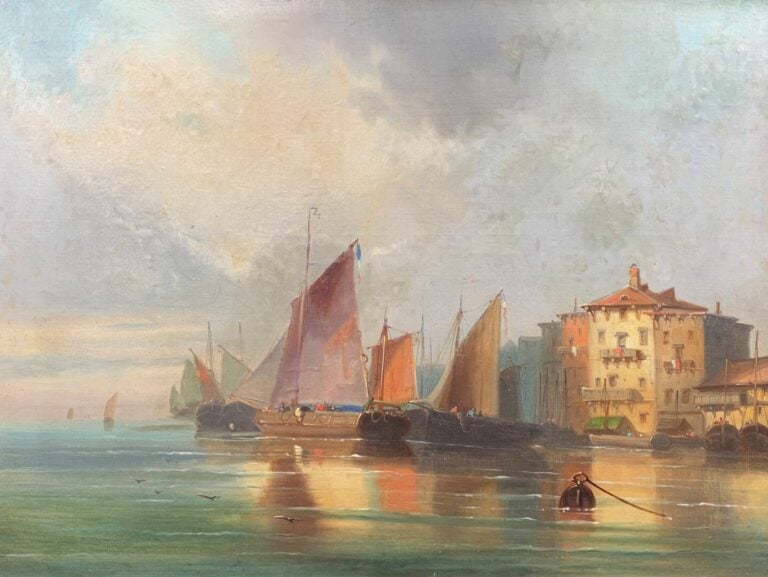 Ecole de la fin du XIXe-début du XXe siècle - Vue de port - Deux huiles sur toi…