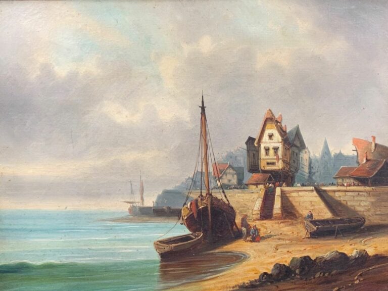 Ecole de la fin du XIXe-début du XXe siècle - Vue de port - Deux huiles sur toi…