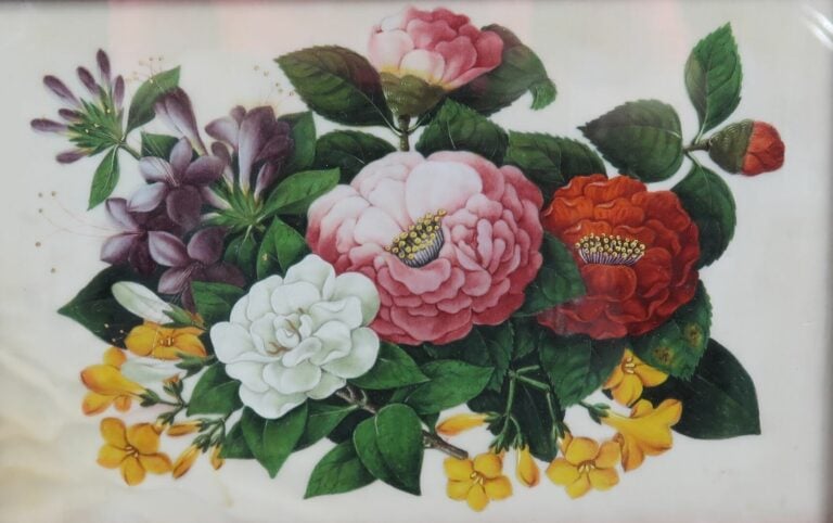 Deux gouaches sur papier représentant des bouquets de fleurs