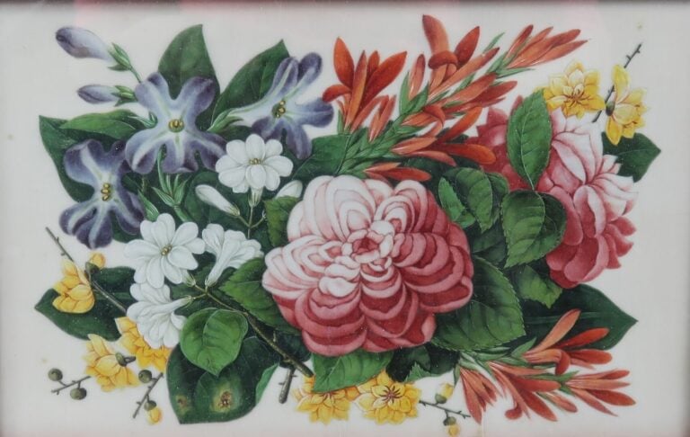 Deux gouaches sur papier représentant des bouquets de fleurs