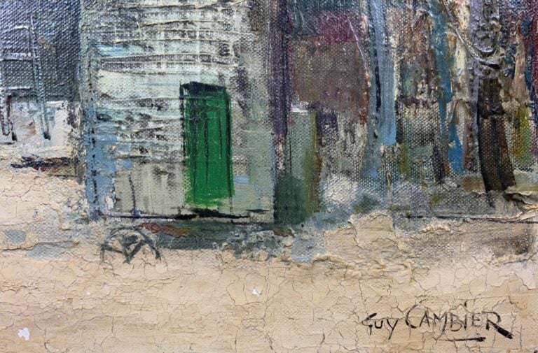 Guy CAMBIER (1923-2008) - Rue de village enneigé - Huile sur toile, signée en b…