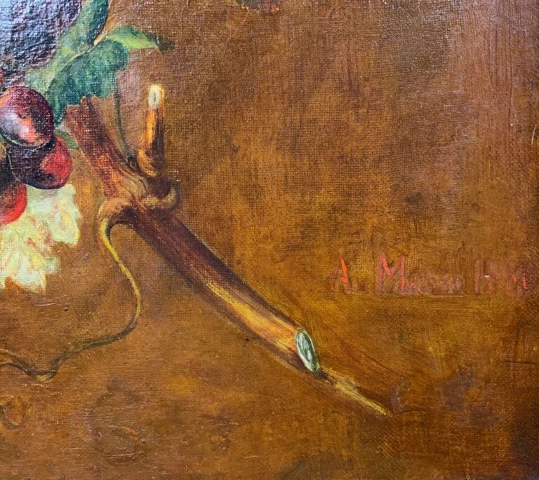 Ecole moderne - Branches de grappes de raisin - Huile sur toile - Signée en bas…