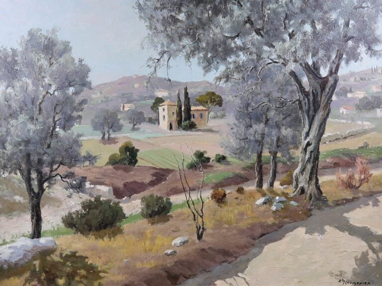 Ely LAUMONIER (XXe siècle) - Paysage de campagne - Huile sur toile - Signée en…