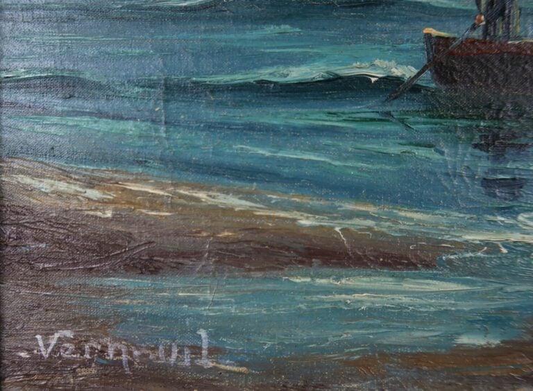 VERNEUIL (XXe siècle) - Marine - Huile sur toile - Signée en bas à gauche - 50…