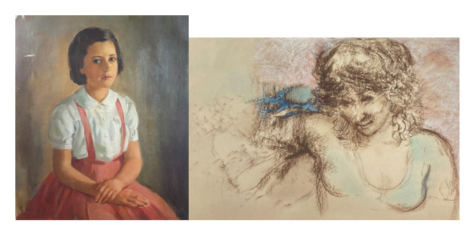 J. HOTE (XXe siècle) - Jeune fille - Pastel sur papier - Signé en bas à gauche…