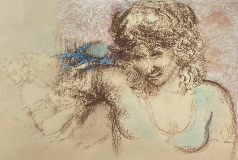 J. HOTE (XXe siècle) - Jeune fille - Pastel sur papier - Signé en bas à gauche…