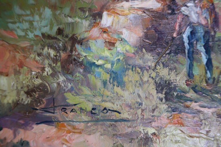 B. FRANCO (XXe siècle) - Berger avec ses moutons - Huile sur toile - 50 x 100 c…