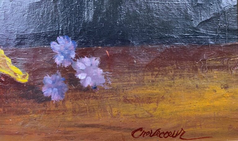 CREVECOEUR (XXe siècle) - Bouquet de fleurs sur un entablement - Huile sur toil…