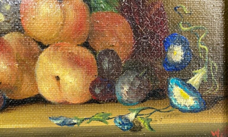 Ecole du XXe siècle - Nature morte aux fruits sur un entablement - Deux petites…