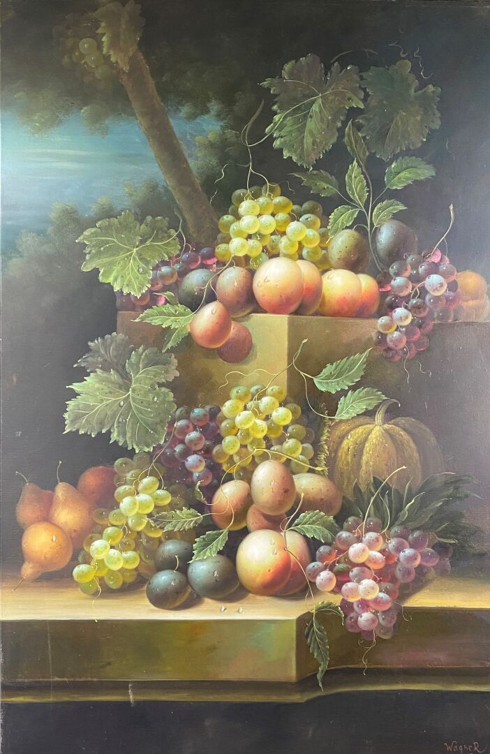WAGNER - Grappes de raisins - Procédé sur toile - 92 x 60 cm