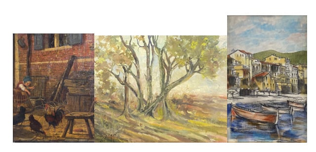 Ecole du XXe siècle - Paysage - Huile sur isorel - Signé en bas à gauche et dat…