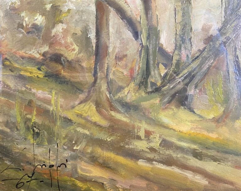Ecole du XXe siècle - Paysage - Huile sur isorel - Signé en bas à gauche et dat…