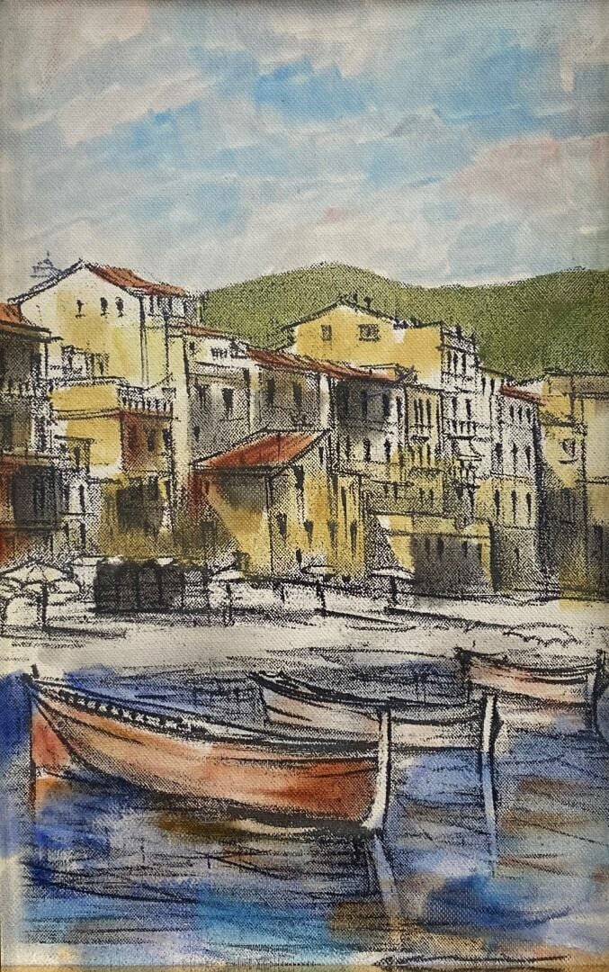 Ecole du XXe siècle - Paysage - Huile sur isorel - Signé en bas à gauche et dat…