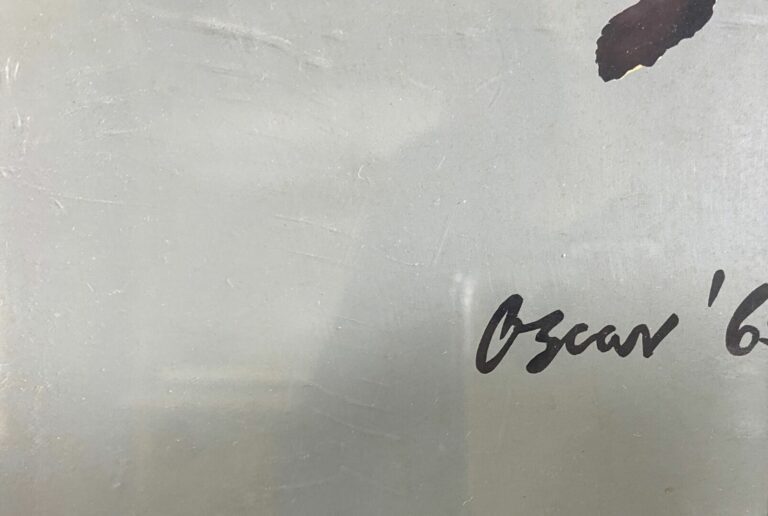 OSCAR (XXe siècle) - Composition abstraite sur fond bleu - Lithographie signée…
