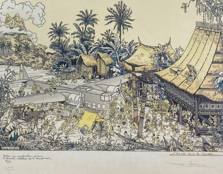 Marcel JEANJEAN (XXe siècle) - L'escale dans la jungle - Estampe sur papier - 4…