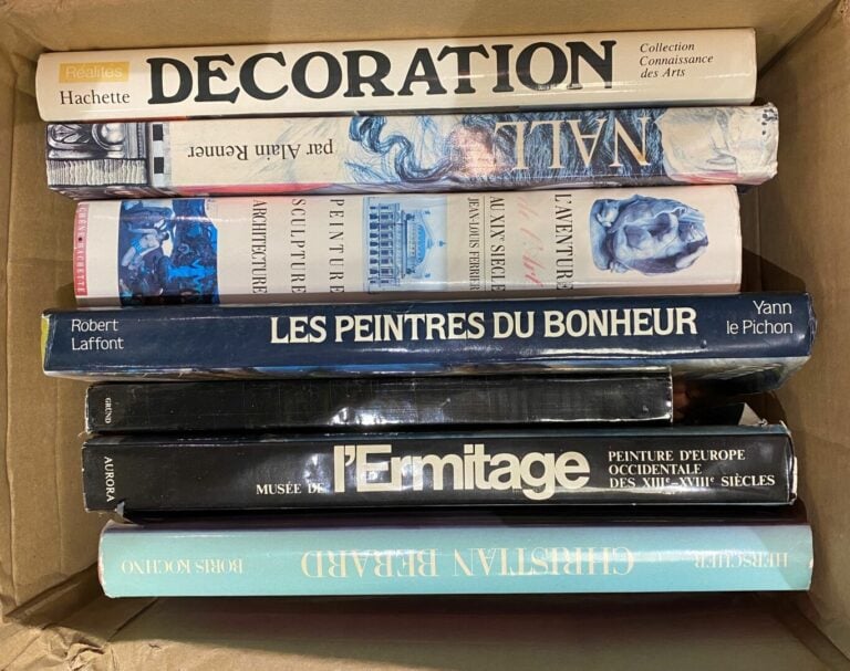 Mannette de livres d'art et décoration comprenant six cartons dont KJELLBERG, C…