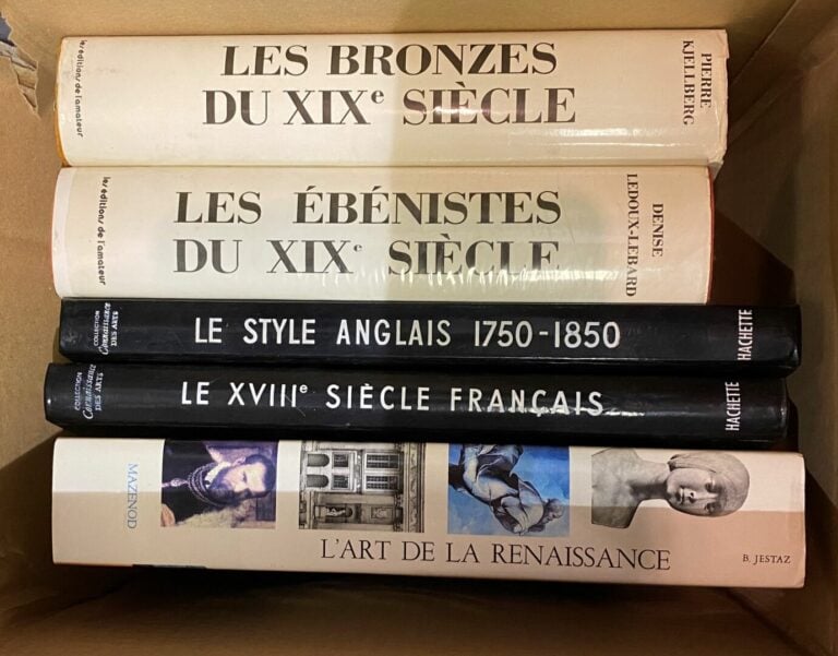 Mannette de livres d'art et décoration comprenant six cartons dont KJELLBERG, C…