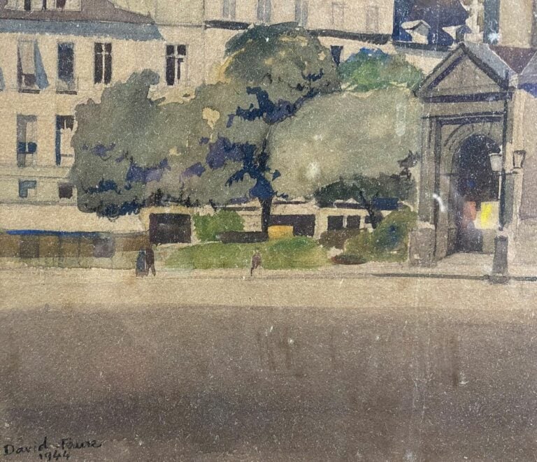 David FAURE (XXe siècle) - Clocher - Aquarelle sur papier, signé en bas à gauch…