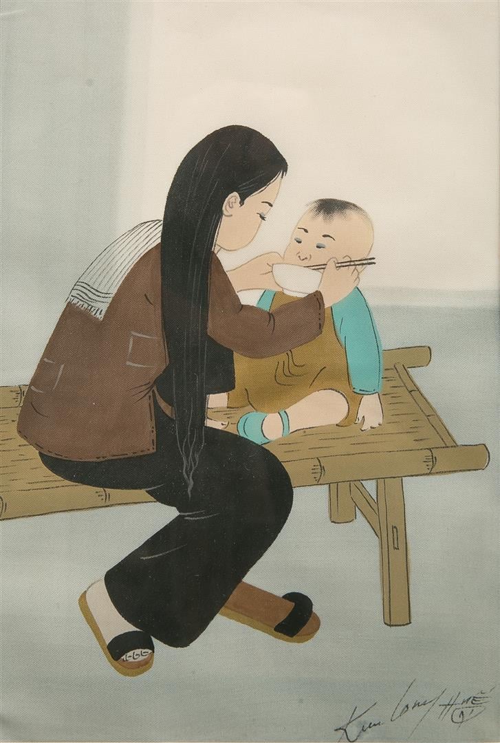 LOT DE QUATRE (4) PEINTURES - Vietnam / Indochine / Chine, XXe siècle - Il comp…