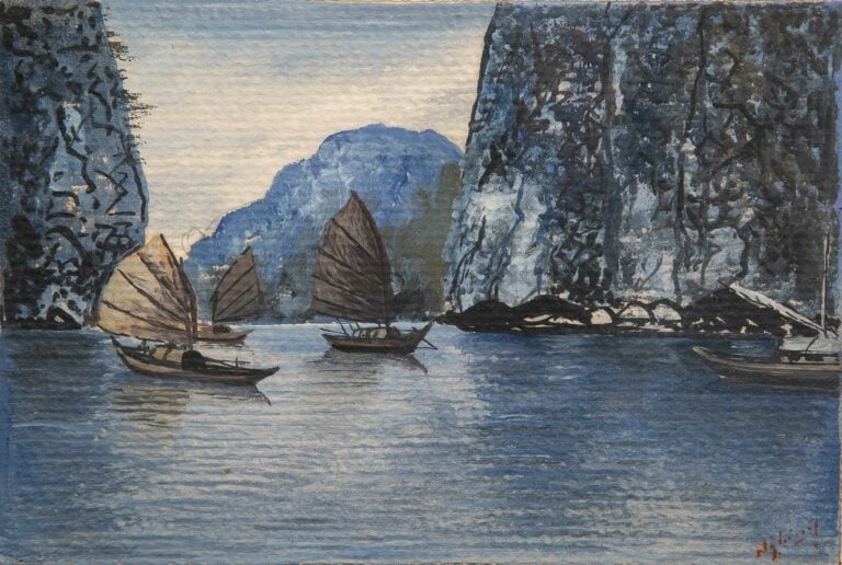 LOT DE DEUX (2) TECHNIQUES MIXTES - Vietnam / Indochine, XXe siècles - Elles do…