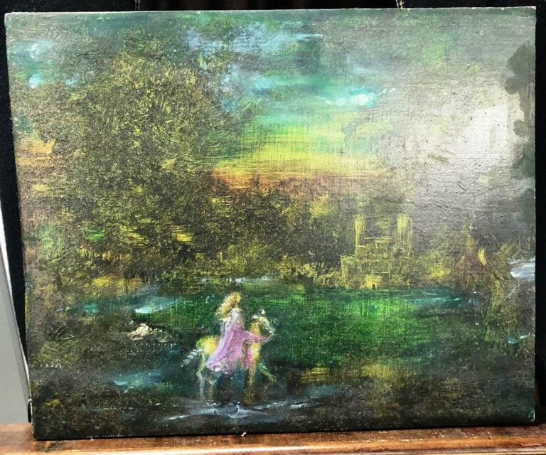 CARL VIGENER (1940-2016) - Amazone à cheval dans un paysage - huile sur panneau…