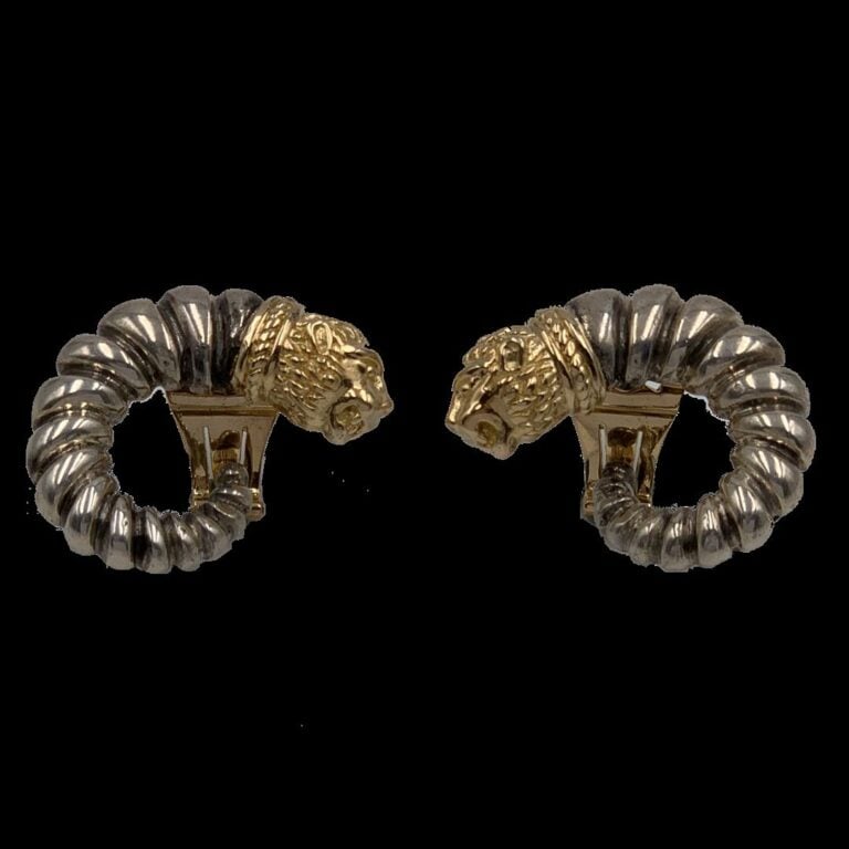 ZOLOTAS - Paire de CLIPS d'OREILLES en or jaune (750 millièmes) et argent (925…