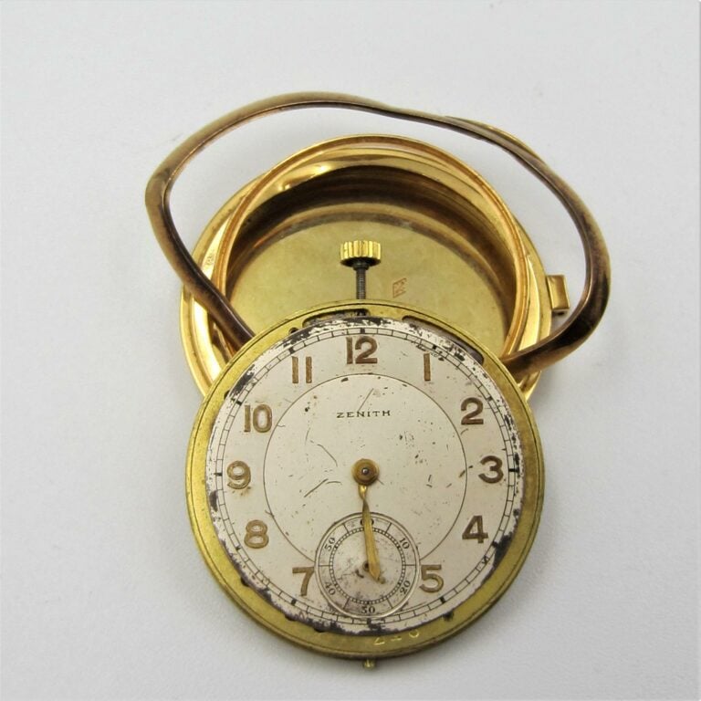 ZENITH - Eléments et débris de MONTRE de POCHE. Chocs et manques. - Cadran et m…