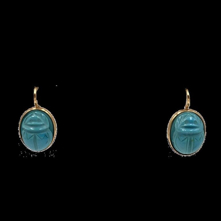 Paire de BOUCLES d'OREILLES « dormeuses » en or jaune (750 millièmes) orné de t…