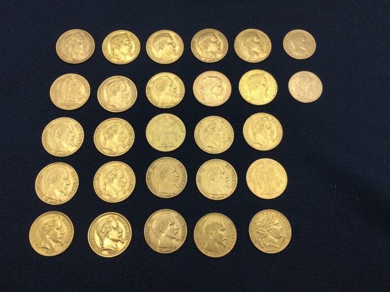 Vingt-cinq pièces de 20 francs or, et deux pièces de 10 francs or.