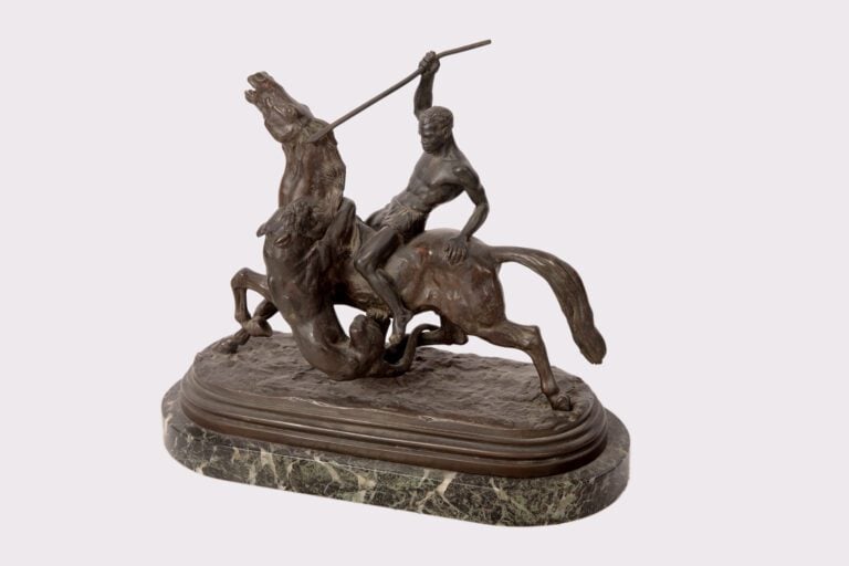 Isidore Jules BONHEUR (1827-1901) - Cavalier africain attaqué par un lion - Epr…