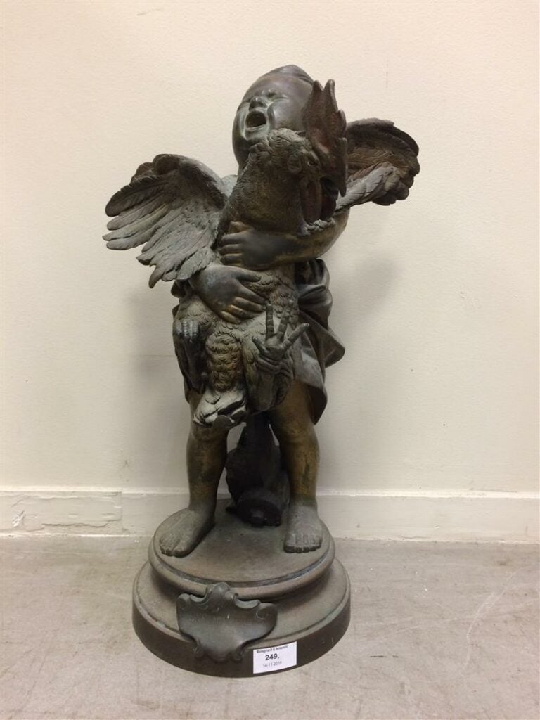 Adriano CECIONI (1836/8-1886). - Enfant au coq - Sculpture en bronze à patine m…