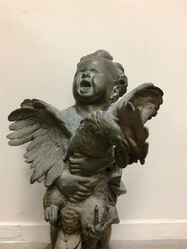Adriano CECIONI (1836/8-1886). - Enfant au coq - Sculpture en bronze à patine m…